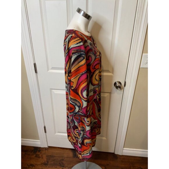 Maeve Multicolor Swirl 3/4 Sleeve Shift Dress, Size Medium - Picture 2 of 5